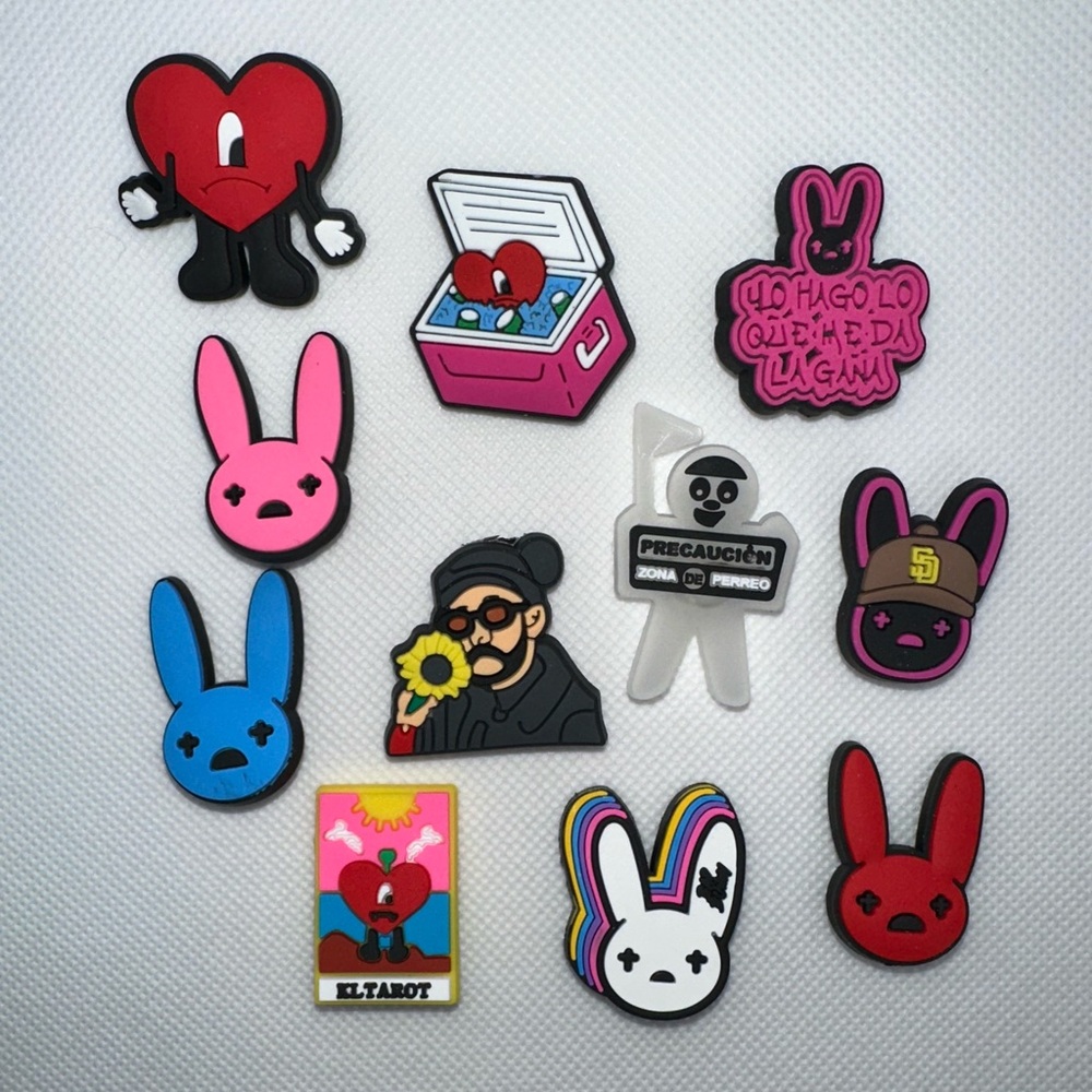 Bad Bunny–Inspired Shoe Charms – Music Theme – Set #2-11 Piece– New Without Tags